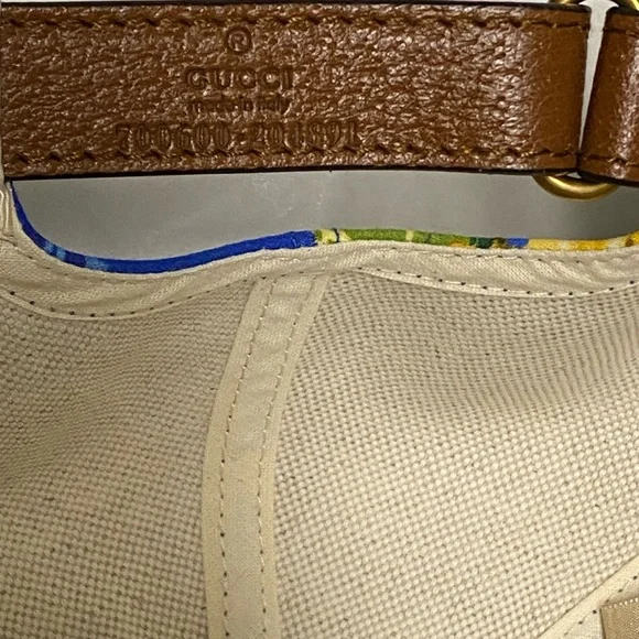 Gucci Blue Tropical Palm & Yellow Floral Baseball Cap - Picture 10 of 11